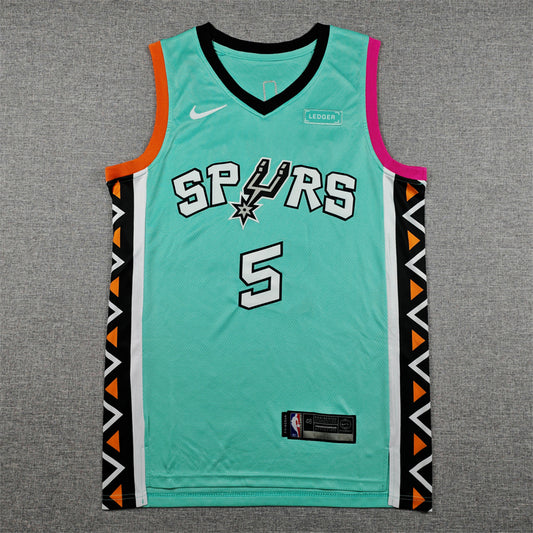 Men's San Antonio Spurs Stephon Castle #5 Turquoise 2022/23 Swingman Jersey - City Edition