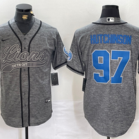Men's Detroit Lions Aidan Hutchinson #97 Gray Player Jersey1