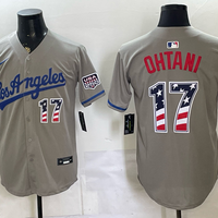 Men's Los Angeles Dodgers Shohei Ohtani #17 Gray USA 250 Fourth of July Home Limited Jersey