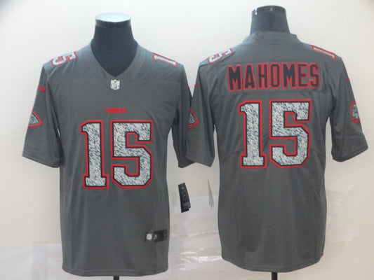 Men's Kansas City Chiefs Patrick Mahomes #15 Gray Alternate Game Jersey1