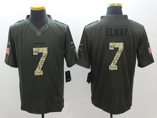 Men's Denver Broncos John Elway #7 Army Green Game Jersey1