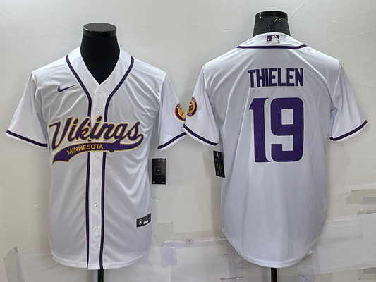 Men's Minnesota Vikings Adam Thielen #19 White Game Jersey1 Joint Edition