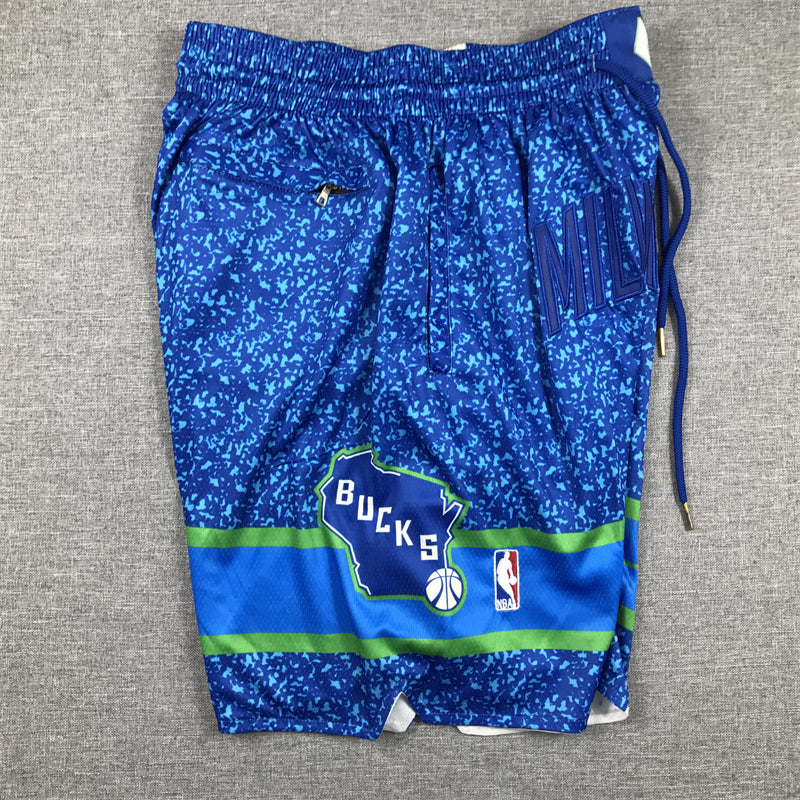 Men's Milwaukee Bucks Blue 2023/24 Pocket Shorts1 City Edition