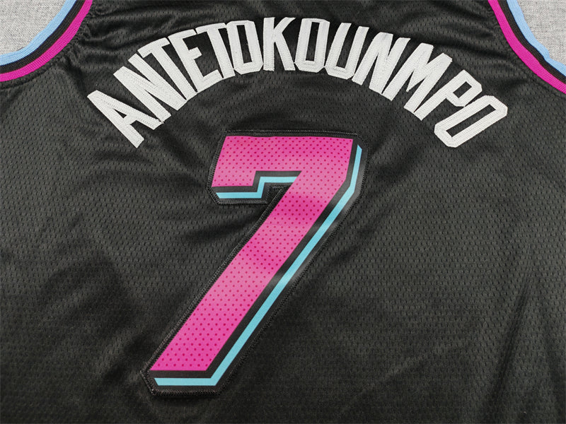 Men's Miami Heat Giannis Antetokounmpo #7 Black 2025/26 City Edition Swingman Jersey