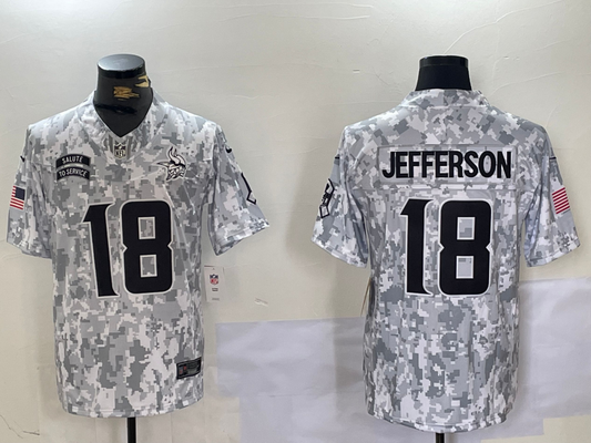 Men's Minnesota Vikings Justin Jefferson #18 Arctic Camo 2024 Salute to Service Limited Jersey1