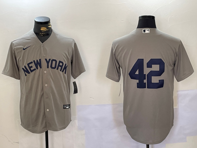 Men's New York Yankees #42 Gray Road 2024 Jackie Robinson Day Elite Jersey1