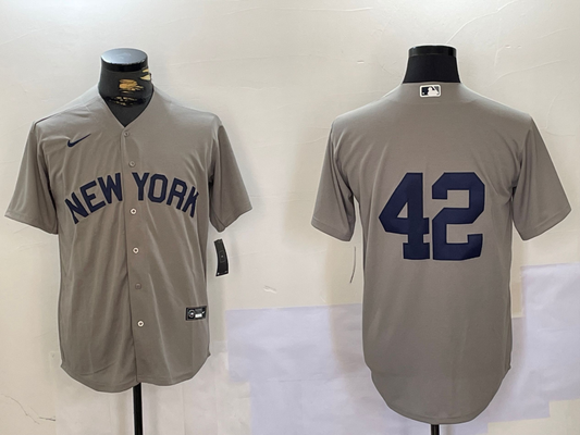 Men's New York Yankees #42 Gray Road 2024 Jackie Robinson Day Elite Jersey1