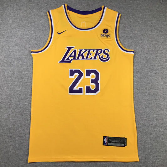 Men's Los Angeles Lakers LeBron James NBA #23 Yellow Swingman Jersey1