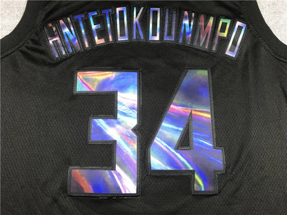 Men's Milwaukee Bucks Giannis Antetokounmpo #34 NBA Black Swingman Jersey1