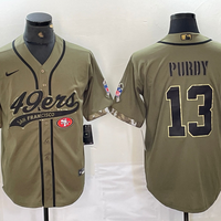 Men's San Francisco 49ers Brock Purdy #13 Olive 2022 Salute To Service Jersey1 Joint Edition