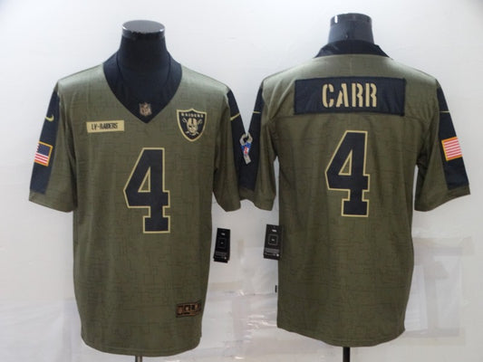 Men's Las Vegas Raiders Derek Carr #4 Brown Authentic Game Jersey1