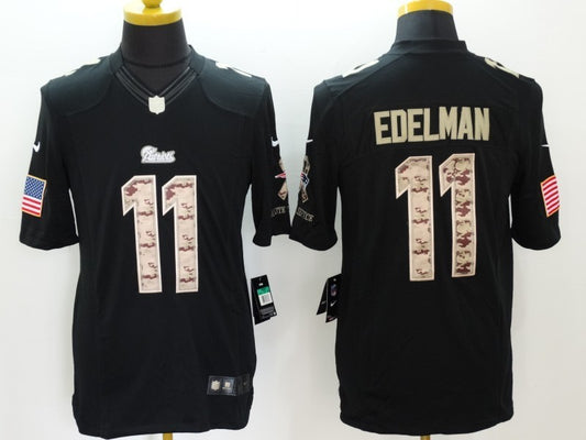 Men's New England Patriots Julian Edelman #11 Black Authentic Game Jersey1