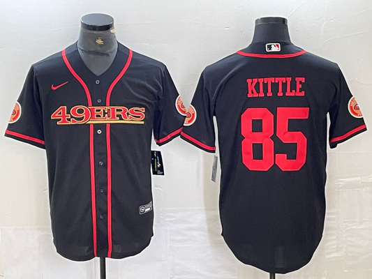 Men's San Francisco 49ers George Kittle #85 Black Joint Edition Player Jersey1