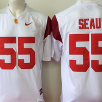 Men's USC Trojans Junior Seau #55 White Player Game Jersey