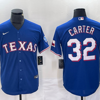 Men's Texas Rangers Evan Carter #32 Blue Replica Player Jersey1