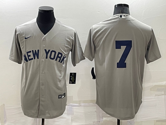 Men's New York Yankees Mickey Mantle #7 Gray Replica Player Name Jersey1