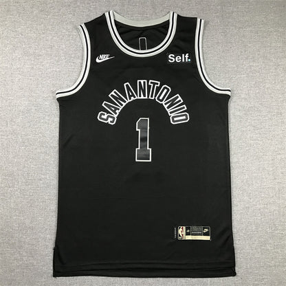 Men's San Antonio Spurs Victor Wembanyama #1 Black 2022/23 Swingman Jersey1 - Classic Edition