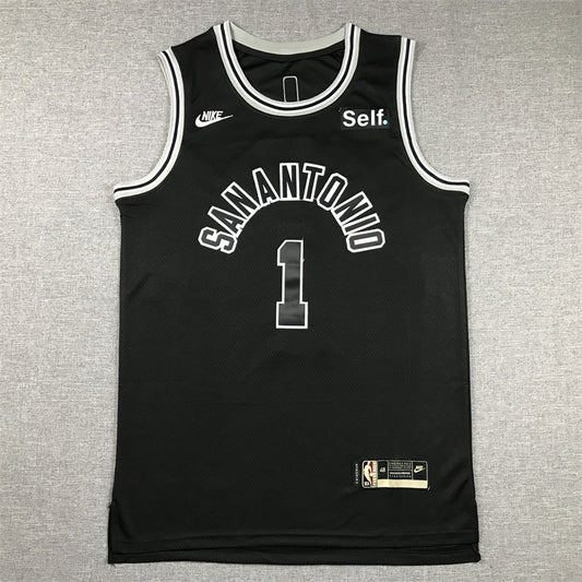 Men's San Antonio Spurs Victor Wembanyama #1 Black 2022/23 Swingman Jersey1 - Classic Edition
