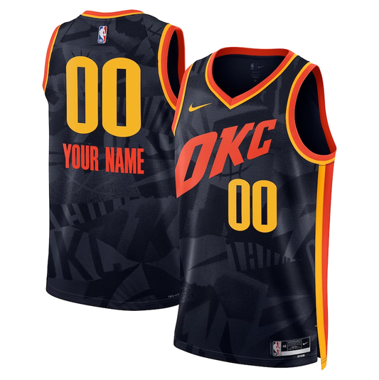 Men's Oklahoma City Thunder Black 2023/24 Custom Swingman Jersey1 - City Edition