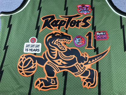Men's Toronto Raptors Tracy McGrady #1 Army Green 1998-99 Hardwood Classics Swingman Jersey1