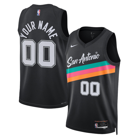 Men's San Antonio Spurs Black 2025/26 City Edition Swingman Custom Jersey