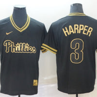 Men's Philadelphia Phillies Bryce Harper #3 Black Stitched Jersey1