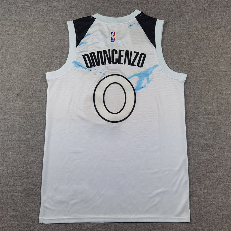 Men's Minnesota Timberwolves Donte DiVincenzo #0 White 2024/25 Swingman Player Jersey1 - City Edition