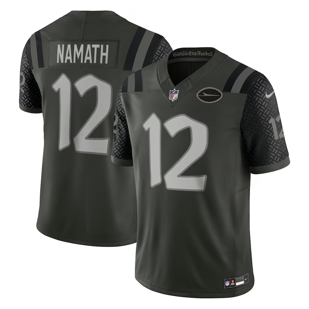 Men's New York Jets Joe Namath #12 Gotham Green 2025 Rivalries Collection Game Jersey