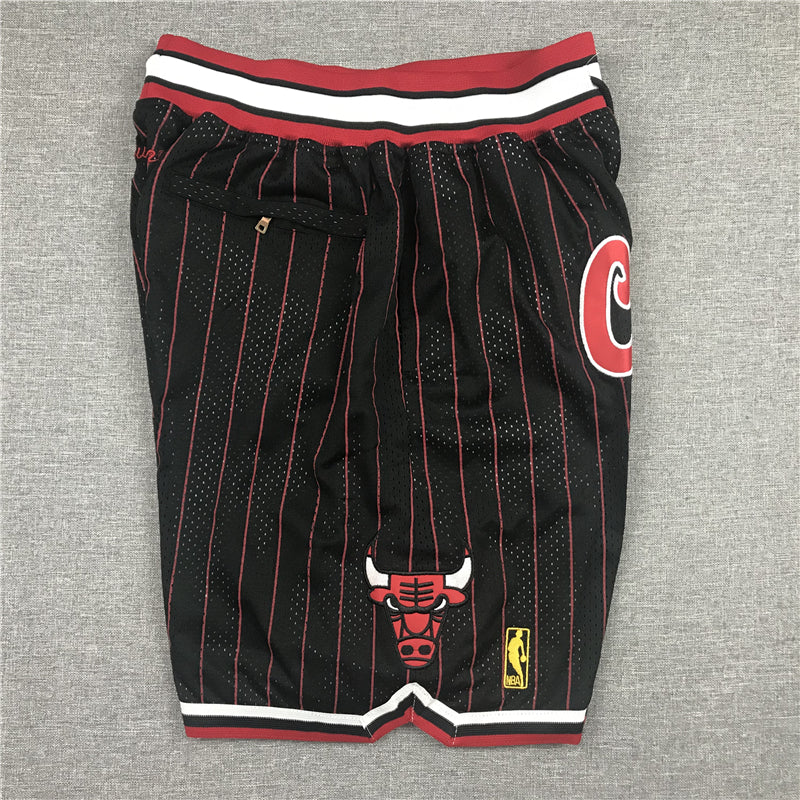 Men's Chicago Bulls Black/Red 1996-97 Hardwood Classics Authentic Basketball Shorts1