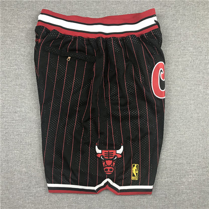 Men's Chicago Bulls Black/Red 1996-97 Hardwood Classics Authentic Basketball Shorts1