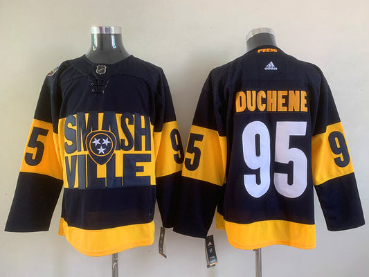 Men's Nashville Predators Matt Duchene #95 Black Breakaway Player Jersey1