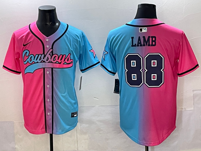 CeeDee Lamb #88 Dallas Cowboys Pink Blue Game Jersey - JerseysFreak