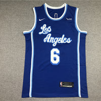 Men's Los Angeles Lakers LeBron James #6 Blue Hardwood Classic Swingman Jersey1