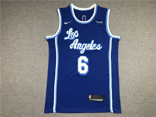 Men's Los Angeles Lakers LeBron James #6 Blue Hardwood Classic Swingman Jersey1