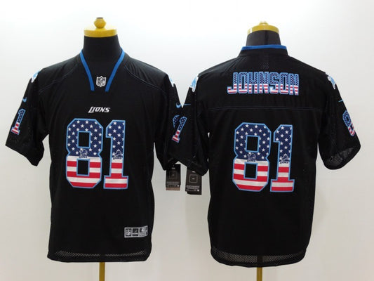 Men's Detroit Lions Calvin Johnson #81 Black Game Player Jersey1