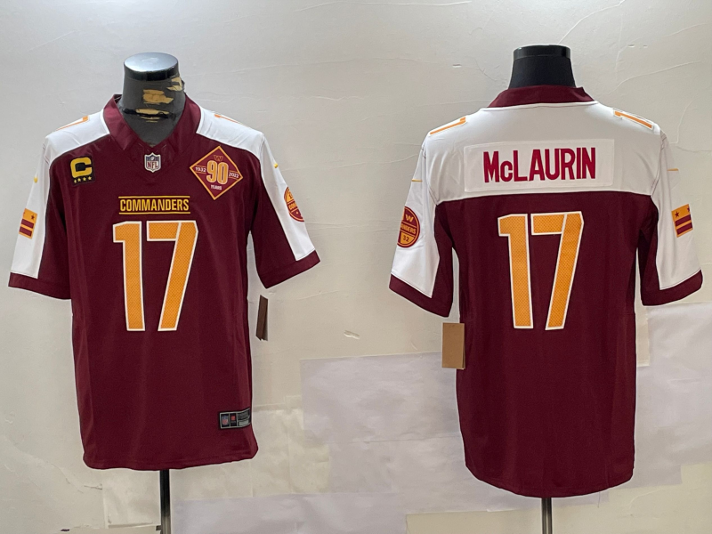 Men's Washington Commanders Terry McLaurin #17 Burgundy Player Game Jersey1