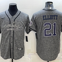 Men's Dallas Cowboys Ezekiel Elliott #21 Gray Player Jersey1 Joint Edition