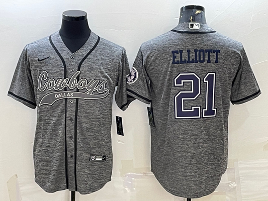 Men's Dallas Cowboys Ezekiel Elliott #21 Gray Player Jersey1 Joint Edition