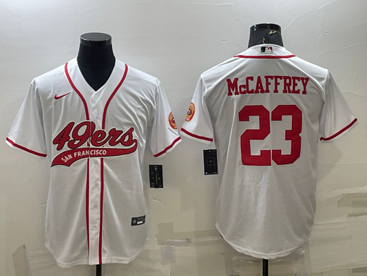 Men's San Francisco 49ers Christian McCaffrey #23 White Game Jersey1 Joint Edition