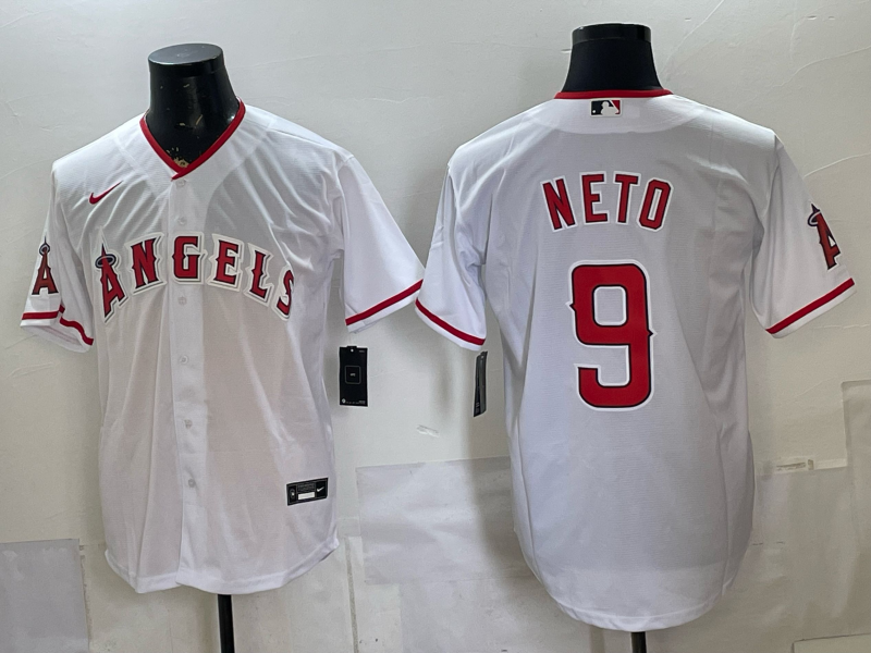 Men's Los Angeles Angels Zach Neto #9 White Home Replica Jersey