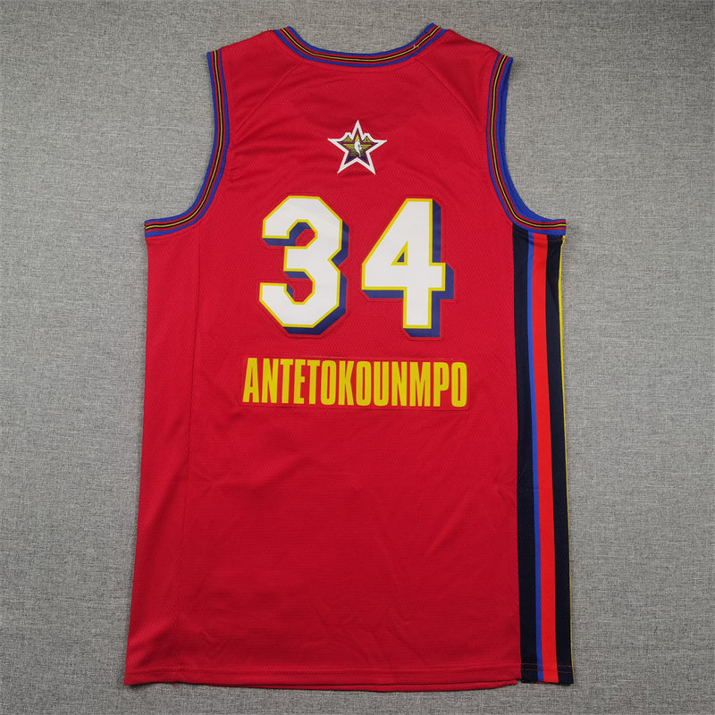 Men's Milwaukee Bucks Giannis Antetokounmpo #34 Red 2025 NBA All-Star Game Swingman Player Jersey1