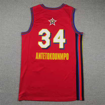 Men's Milwaukee Bucks Giannis Antetokounmpo #34 Red 2025 NBA All-Star Game Swingman Player Jersey1