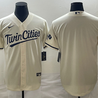Men's Minnesota Twins Beige Alternate Replica Team Blank Jersey1