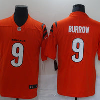 Men's Cincinnati Bengals Joe Burrow #9 Orange Alternate Game Jersey1
