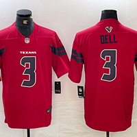 Men's Houston Texans Tank Dell #3 Red Alternate Game Jersey