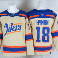 Men's Edmonton Oilers Zach Hyman #18 Light Beige Premium Player Jersey