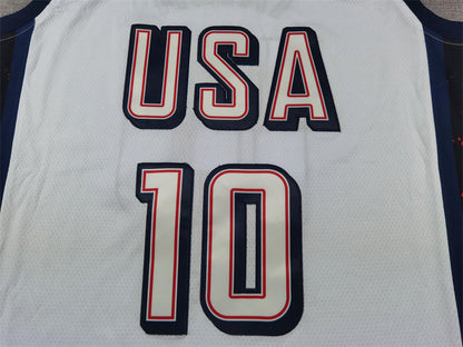 Men's 2024 USA Dream Team Jayson Tatum #10 White Authentic Player Jersey