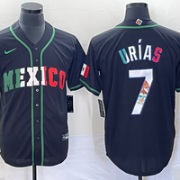 Men's 2023 World Baseball Classic #7 Julio Urias Mexico Black Player Jersey1