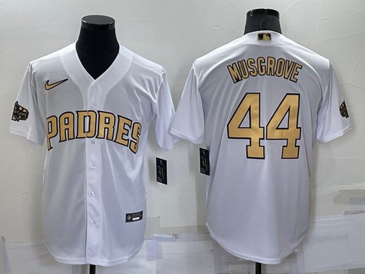 Men's San Diego Padres Joe Musgrove #44 White Replica Player Jersey1