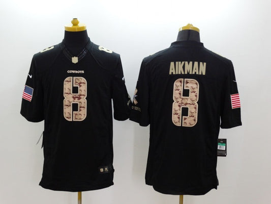 Men's Dallas Cowboys Troy Aikman #8 Black Game Player Jersey1